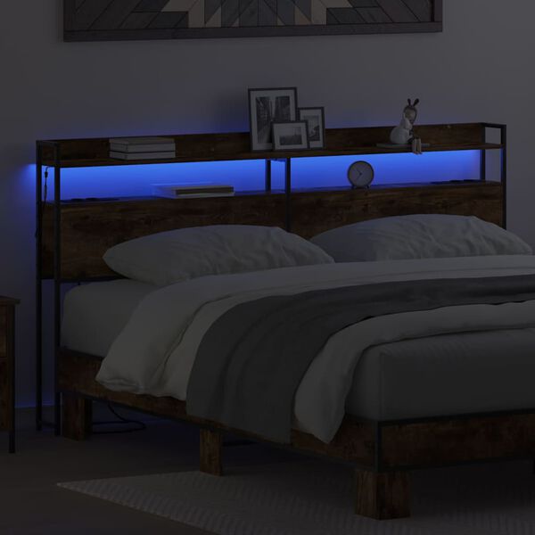 vidaXL Skladi&scaron;no uzglavlje Dimljeni hrast 180 cm Konstruirano drvo