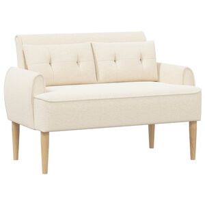 vidaXL Ljubavni kauč s gumbima Krem 117 x 67 x 77 cm Boucl&eacute;