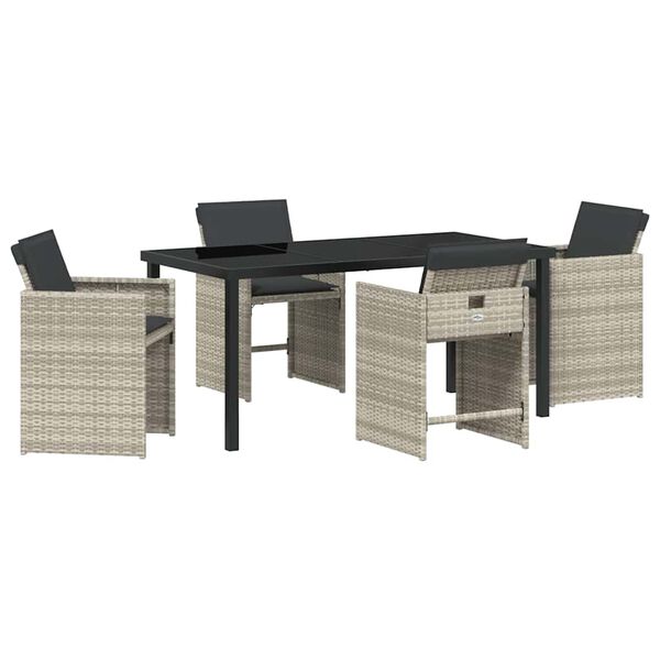 vidaXL Vrtni set za objed 5 pcs Svijetlo siva poliratan