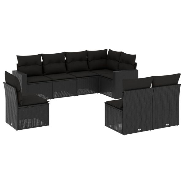 vidaXL 8-dijelni set vrtnih sofa od poliratana s jastucima crni