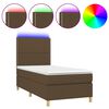 vidaXL Krevet box spring s madracem LED tamnosmeđi 90x200 cm tkanina