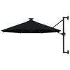 vidaXL Zidni vrtni suncobran s LED svjetlima 300 cm crni