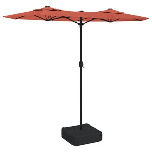 vidaXL Dvostruki vrtni suncobran s LED svjetlima terakota 316 x 145 cm
