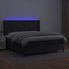 vidaXL Krevet box spring s madracem LED crni 160x200cm od umjetne kože