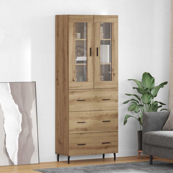 vidaXL Highboard s ladicama 2 pcs Umjetnički hrast Konstruirano drvo