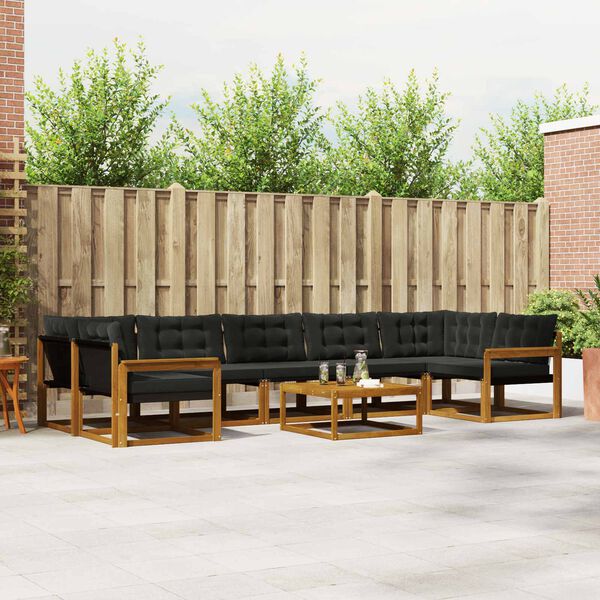 vidaXL Set vanjskih sofa s jastukom 8 pcs Prirodna i crna