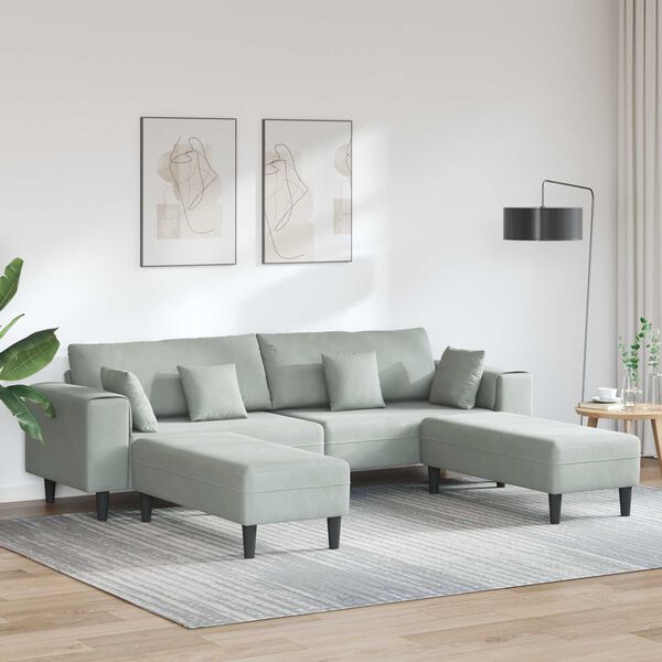 vidaXL Sofa s jastukom 3 pcs Svijetlo siva Bar&scaron;un