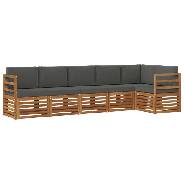vidaXL Setovi sofa 6 pcs Prirodna i antracit Čvrsto drvo akacije