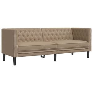 vidaXL Chesterfield sofa za 3 osobe, cappuccino, umjetna koža