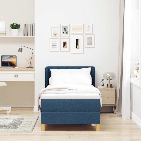 vidaXL Krevet s opruga kutije s madracem Plava 80 x 200 cm tkanina