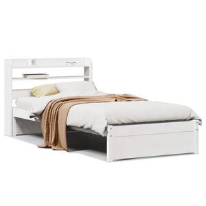 vidaXL Okvir kreveta s uzglavljem bijeli 75x190 cm od borovine