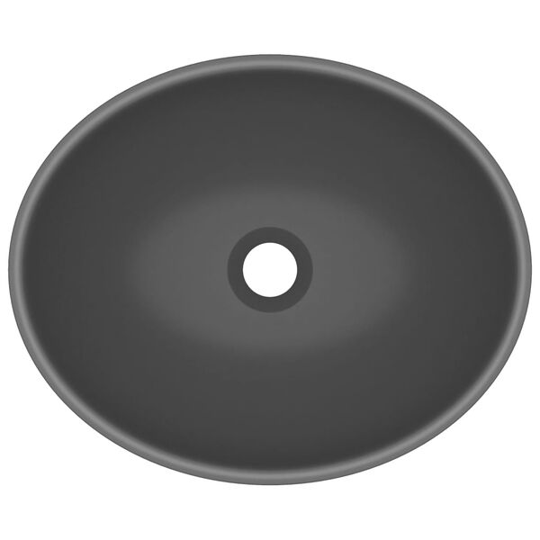 vidaXL Luksuzni ovalni umivaonik mat tamnosivi 40 x 33 cm keramički
