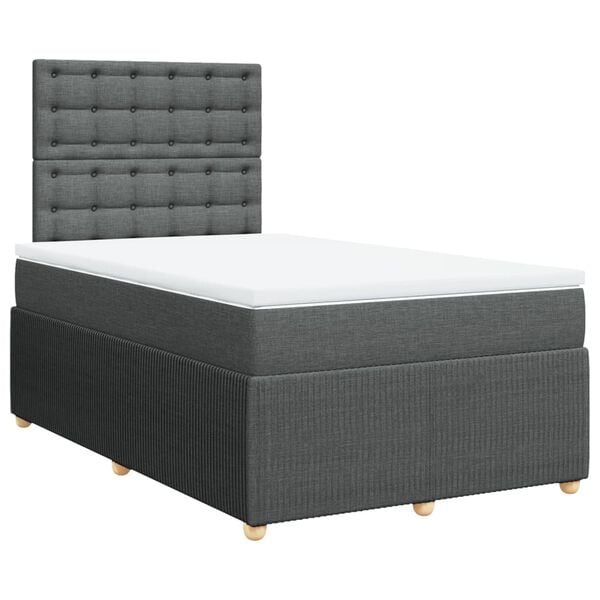 vidaXL Krevet box spring s madracem tamnosivi 120 x 190 cm tkanina