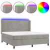 vidaXL Krevet box spring s madracem LED svjetlosivi 180x200 cm bar&scaron;un