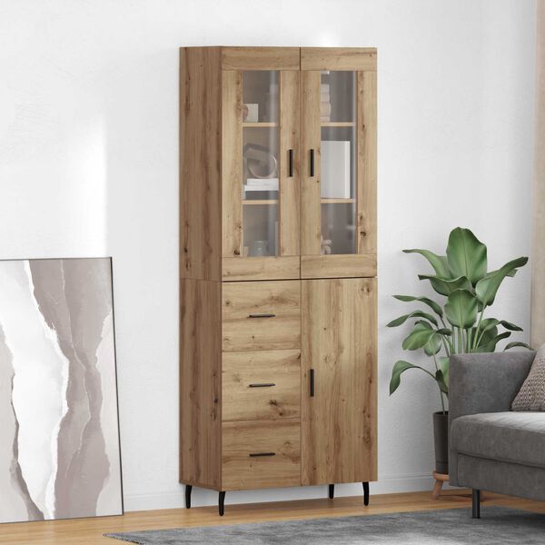 vidaXL Highboard s ladicama 2 pcs Umjetnički hrast Konstruirano drvo