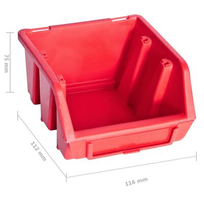 vidaXL 141-dijelni set kutija za pohranu sa zidnim pločama crveno-crni