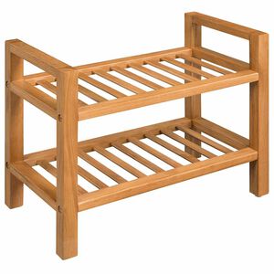 vidaXL Stalak za cipele s 2 police 50x27x40 cm od masivne hrastovine