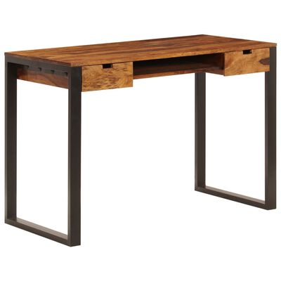 vidaXL Radni stol od masivnog drva šišama i čelika 110 x 55 x 78 cm