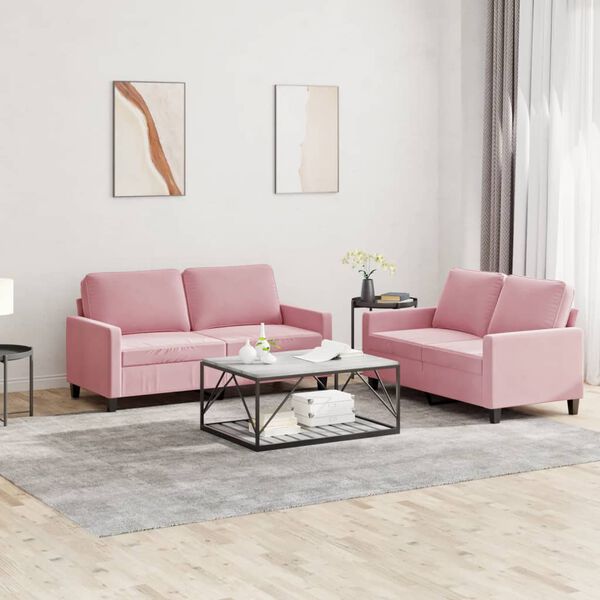 vidaXL 2-dijelni set sofa s jastucima ružičasti bar&scaron;unasti
