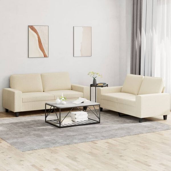 vidaXL 2-dijelni set sofa krem od tkanine