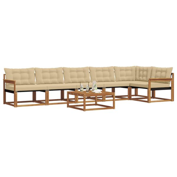 vidaXL Set vanjskih sofa s jastukom 7 pcs Prirodna i bež