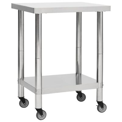 vidaXL Kuhinjski radni stol s kotačima 80x30x85 cm nehrđajući čelik