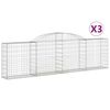 vidaXL Lučne gabionske ko&scaron;are 3 kom 300x30x80/100 cm pocinčano željezo