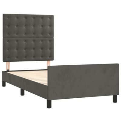 vidaXL Okvir za krevet s uzglavljem tamnosivi 100x200 cm baršunasti