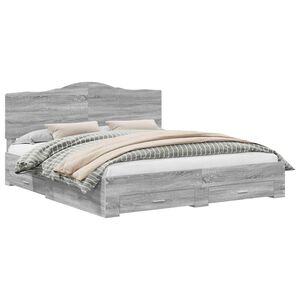 vidaXL Krevetna konstrukcija s uzglavljem Siva Sonoma 200 x 200 cm