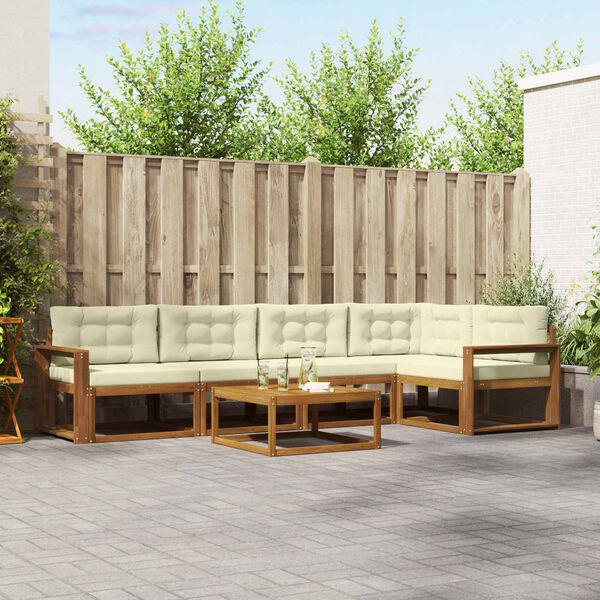 vidaXL Set vanjskih sofa s jastukom 6 pcs Prirodna i krem
