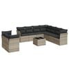 vidaXL 10-dijelni set vrtnih sofa poliratan s jastucima svijetlosivi