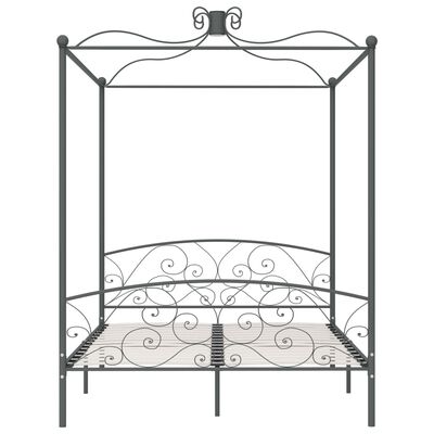 vidaXL Okvir za krevet s nadstrešnicom sivi metalni 180 x 200 cm