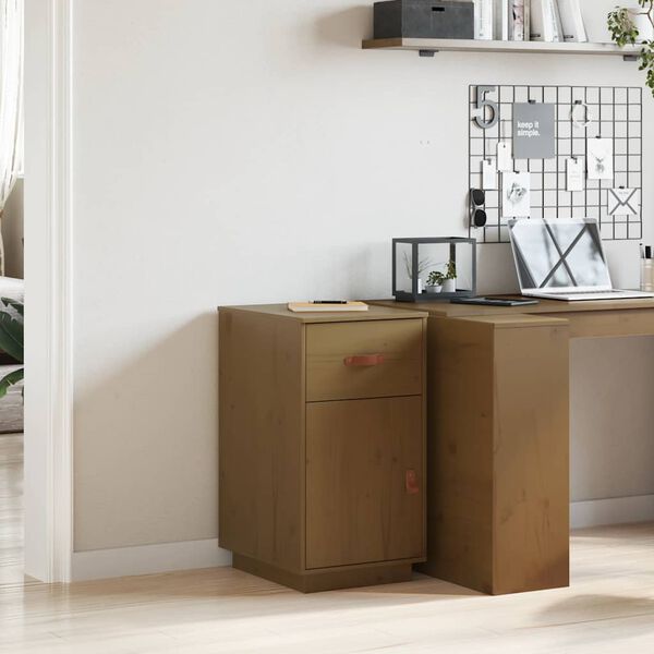 vidaXL Radni stol s ormarićem boja meda 40x50x75 cm masivna borovina