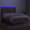 vidaXL Krevet box spring s madracem LED smeđesivi 140x190 cm tkanina