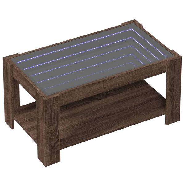 vidaXL Stolić za kavu LED smeđa boja hrasta 93x53x45 cm drveni