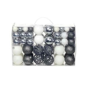 vidaXL Set božićnih kuglica 100 komada 3/4/6 cm bijeli/sivi