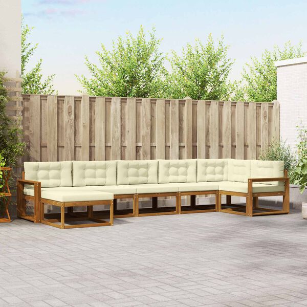 vidaXL Set vanjskih sofa s jastukom 7 pcs Prirodna i krem