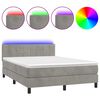 vidaXL Krevet box spring s madracem LED svjetlosivi 140x200 cm bar&scaron;un