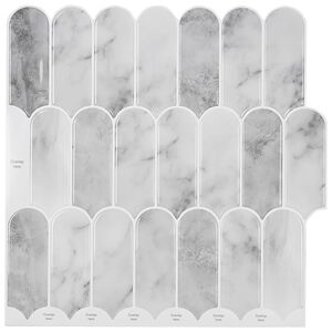 vidaXL Pernata pločica 10 pcs Sivi mramor 30 x 30 cm Poliuretan i PET