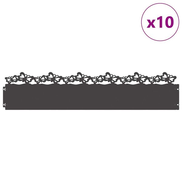 vidaXL Rubnjaci za travnjak 10 pcs Crna 103 x 0,05 x 22 cm Čelik