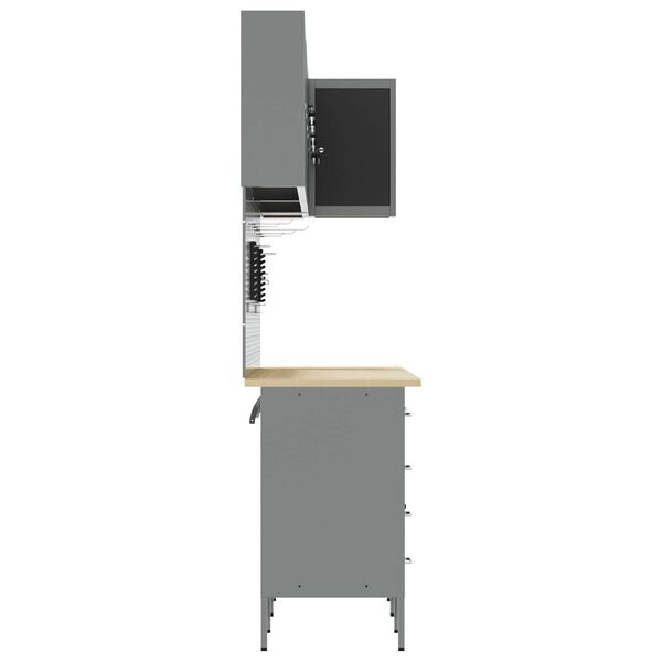 vidaXL Set radnih ormarića s ladicama s policom 12 pcs Crna i Siva