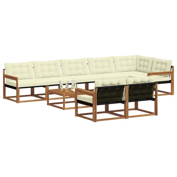 vidaXL Set vanjskih sofa s jastukom 9 pcs Prirodna i krem