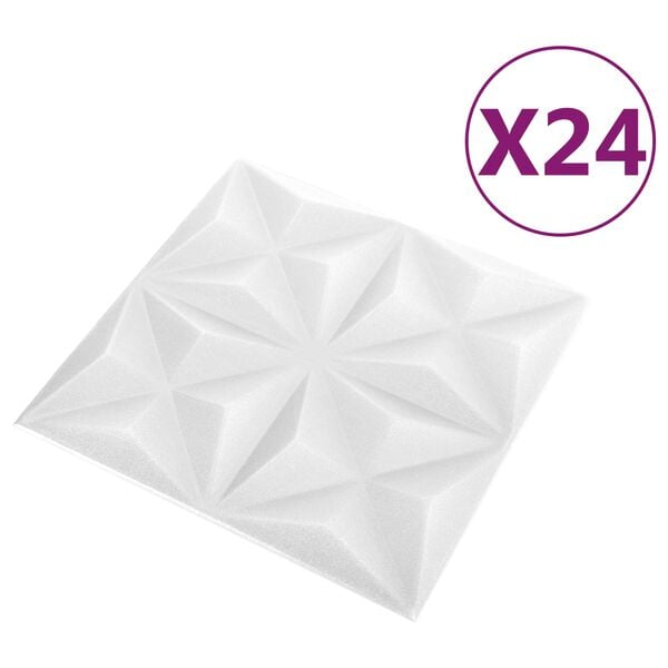 vidaXL Zidne panele 24 pcs Origami bijela 50 x 50 cm XPS pjena