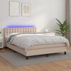 vidaXL Krevet box spring madrac LED cappuccino 140x190cm umjetna koža