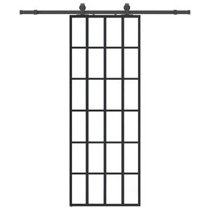 vidaXL Klizna vrata s priborom crna 76 x 205 cm od ESG stakla