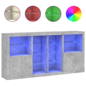 vidaXL Komoda s LED svjetlima siva boja betona 202x37x100 cm