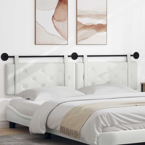 vidaXL Držeće uzglavlje Zidne Bijeli 210 x 55 x 5 cm Lažna koža