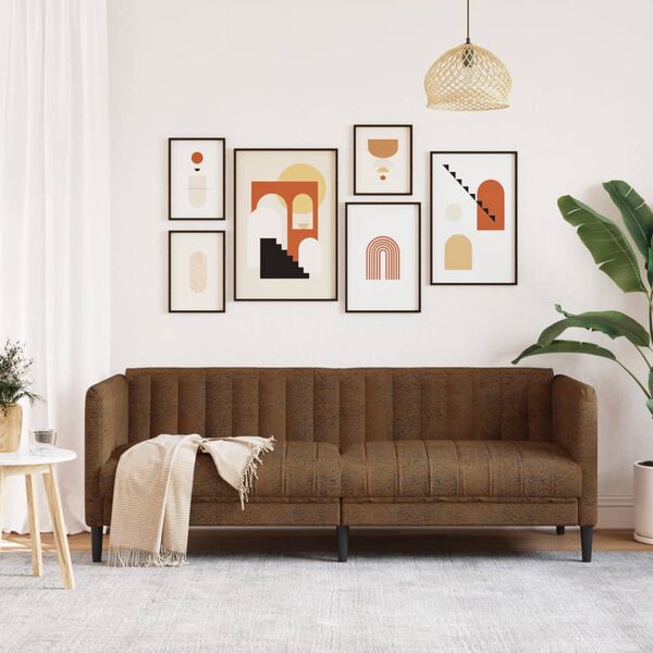 vidaXL Trosjed smeđi od umjetne brušene kože