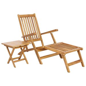 vidaXL Sklopiva ležaljka s stolom Prirodna Čvrsto teak drvo
