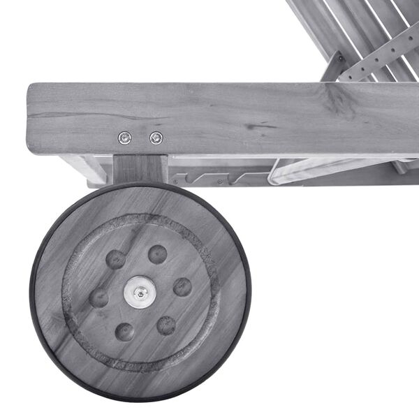 vidaXL Vrtna ležaljka s jastukom siva od masivnog bagremovog drva